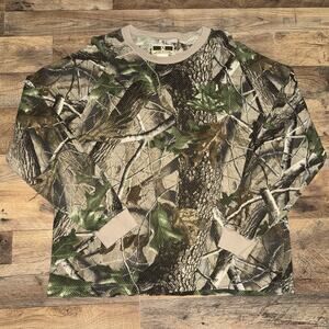 Vintage Game Winner Long Sleeve Mesh Camo T Shirt Hunting Size XL 100% Cotton